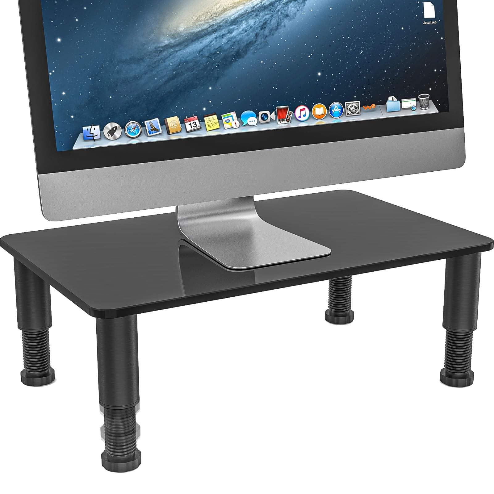 Computer Monitor Stand Riser with Height Adjustable Multi Media Desktop Stand for Computers, Laptops & TVs, black HD01B-002P