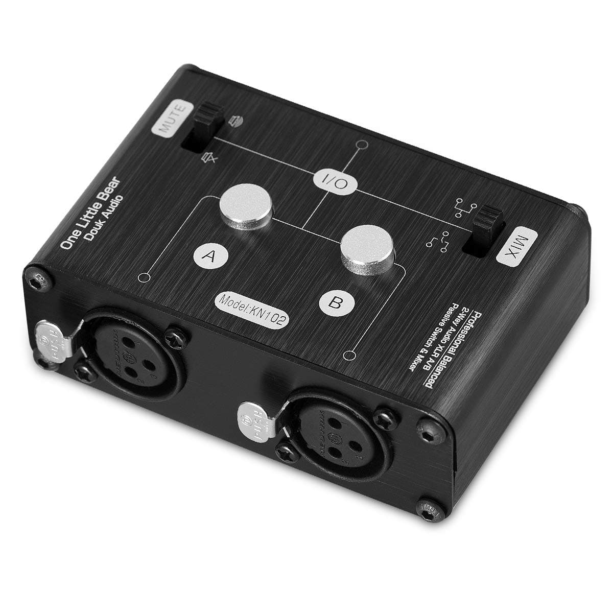 Douk Audio 2 Way XLR Balanced Stereo Audio Switcher Passive A/B Mini Switch Box Mixer Sound Splitter (KN102, 2-IN-1-OUT)