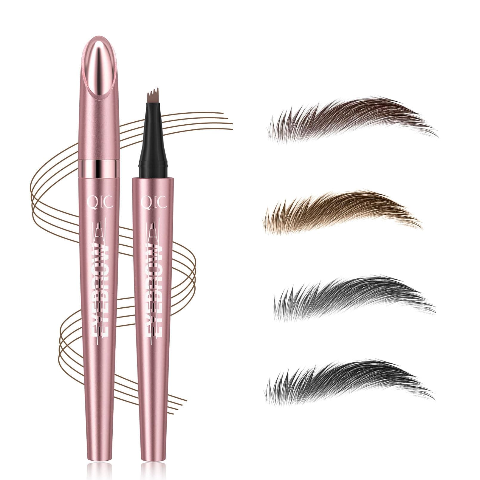 2024 New Magic Eyebrow Pencil with 4 Micro-Fork Tip Long-lasting Waterproof Eyebrow Pen and Smudgeproof Brow Pen,Creates Natural Looking Defined Eyebrows(Dark Brown)