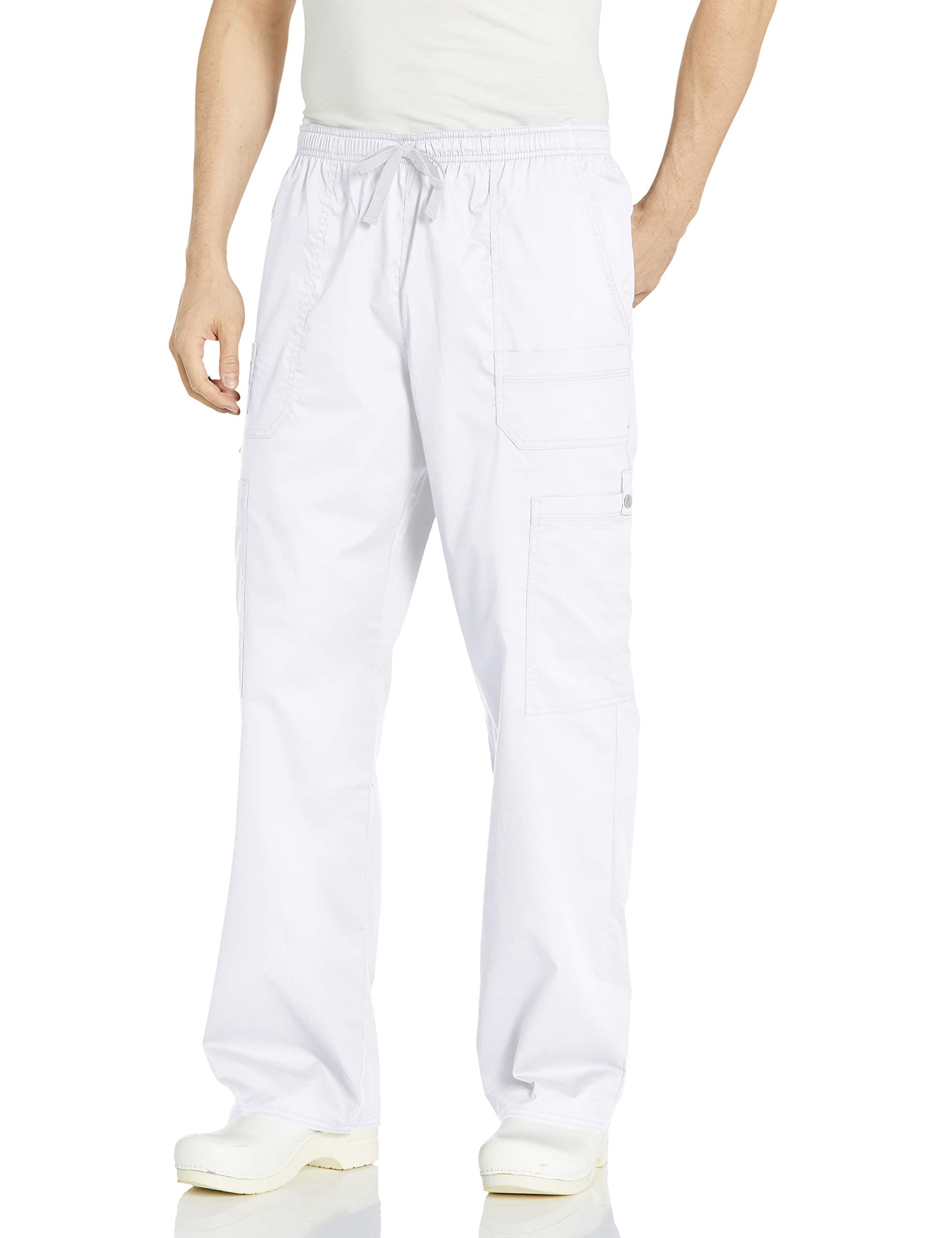 Men's GenFlex Utility Drawstring Cargo Scrubs Pant - White - Large