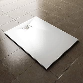 1200 x 900mm Slip-Resistance Shower Base Slate Effect Square Shower Enclosure Tray with Waste and Drain Cover Grate