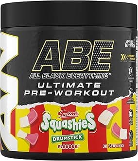 Applied Nutrition ABE All Black Everything Pre Workout Powder Energy, Physical Performance with Citrulline, Creatine, Beta Alanine, Caffeine, VIT B Complex (30 Servings, Swizzels Drumstick Squashies)