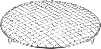 HARFINGTON Round Cooking Rack 10.2-inch 201 Stainless Steel Cross Wire Barbecue Grill Net with 20mm Legs for Cooking Baking Steaming BBQ