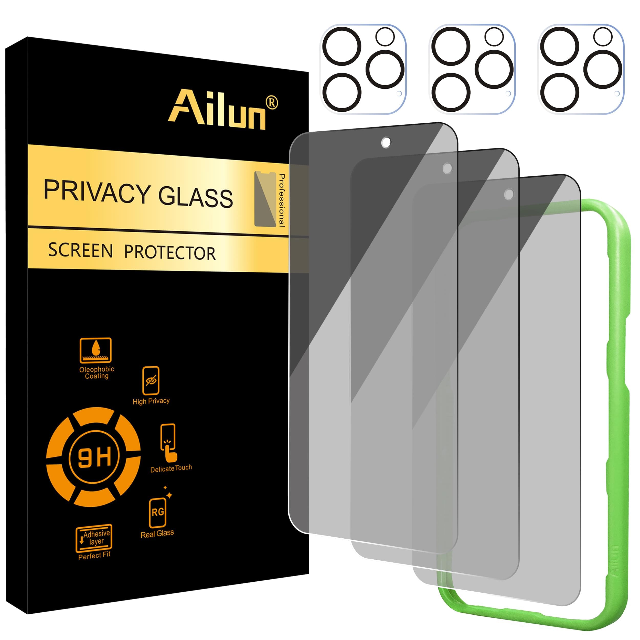 3Pack Privacy Screen Protector for iPhone 16 Pro [6.3 inch]+3Pack Camera Lens Protector,Dynamic Island Compatible,Anti Spy Tempered Glass[9H Hardness][Not for iPhone 16/16 Plus/16 Pro Max/16e]