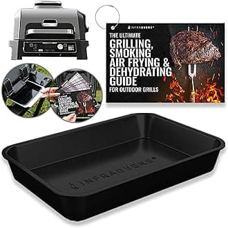 Drip Pan Liner for Ninja Woodfire Outdoor Grill OG701 OG751 Reusable Non Disposable Tray and Waterproof Cheat Sheet Cooking Guide Accessory for Wood Fire Grill Smoker 7-in-1 & Air Fryer