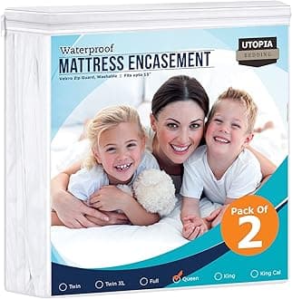 Utopia Bedding Zippered Mattress Encasement Queen, 100% Waterproof Bed Bug and Dust Mite Proof Mattress Protector, Absorbent Six-Sided Mattress Cover (Pack of 12)
