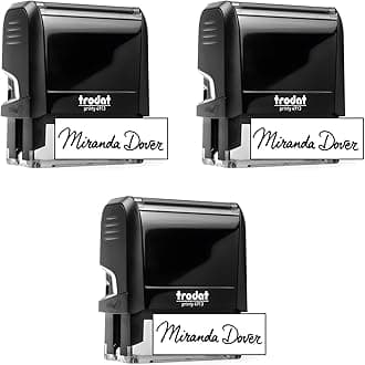 Custom Signature Stamp - Personalized Insignia - Self-Inking - Your Choice of 7 Ink Colors! (3, Large)