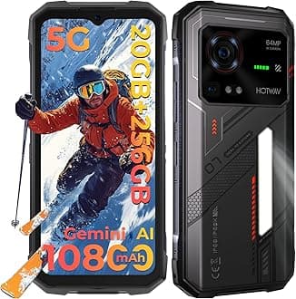 Hyper 7 Rugged Phone 5G Unlocked 2025, 20GB + 256GB/2TB Rugged Smartphone Android 14, 10800mAh 33W, 6.6" FHD+ 120Hz 2K Waterproof Phone, 64MP + 32MP Cell Phone, NFC/GPS/OTG/Fingerprint/T-Mobile