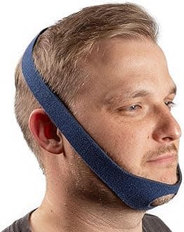 LifeSource Made in USA Anti Snoring Chin Strap for CPAP Users, Chin Strap for Snoring Solution, Breathable, Adjustable, Latex Free, Comfortable Sleep Support for Men & Women, Snoring Support, Navy
