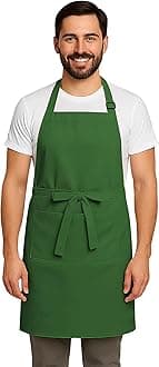 CRASOME Apron for Kitchen | Unisex Cooking Apron with 2 Pockets and Adjustable Straps | Apron for Chef, Hotel, Cafe, Restaurant, Gardening, Workshop