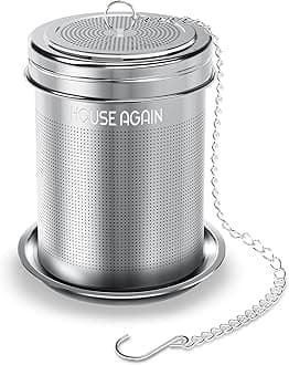 HOUSE AGAIN Tea Infuser, Tea Strainer of Extra Fine Mesh, 18/8 Stainless Steel Tea Ball with Extended Chain Hook to Brew Loose Leaf Tea, Spices & Seasonings …