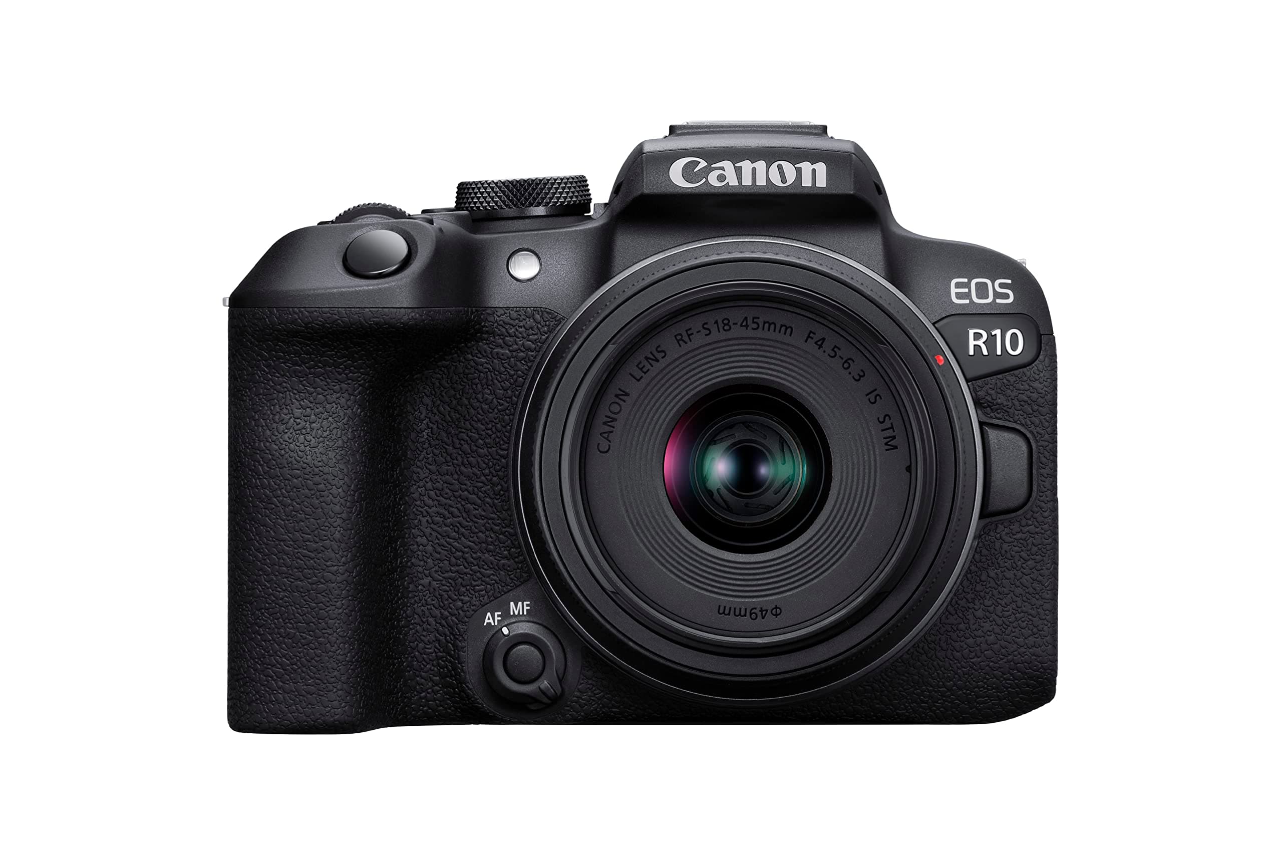 EOS R10 + RF-S 18-45mm IS STM Lens - Compact Mirrorless Digital Camera - 24.2 MP, Dual Pixel CMOS AF II - 4K up to 60p - 23 FPS Continuous Shooting - Face & Eye Detection - Bluetooth, Wi-Fi