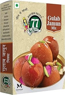 DOUBLE SEVEN 77 GREEN Instant Mix Gulab Jamun, Ready to Cook Easy to Make Soft & Delicious Healthy Snacks Breakfast (Gulab Jamun Mix 200g)