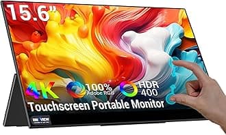 InnoView Portable Touchscreen Monitor 15.6'' 4K 3840x2160 100% Adobe 10 Point Touch Screen USB C HDMI Ultra Slim for Laptop Mac Switch Xbox Tablet PC Phone