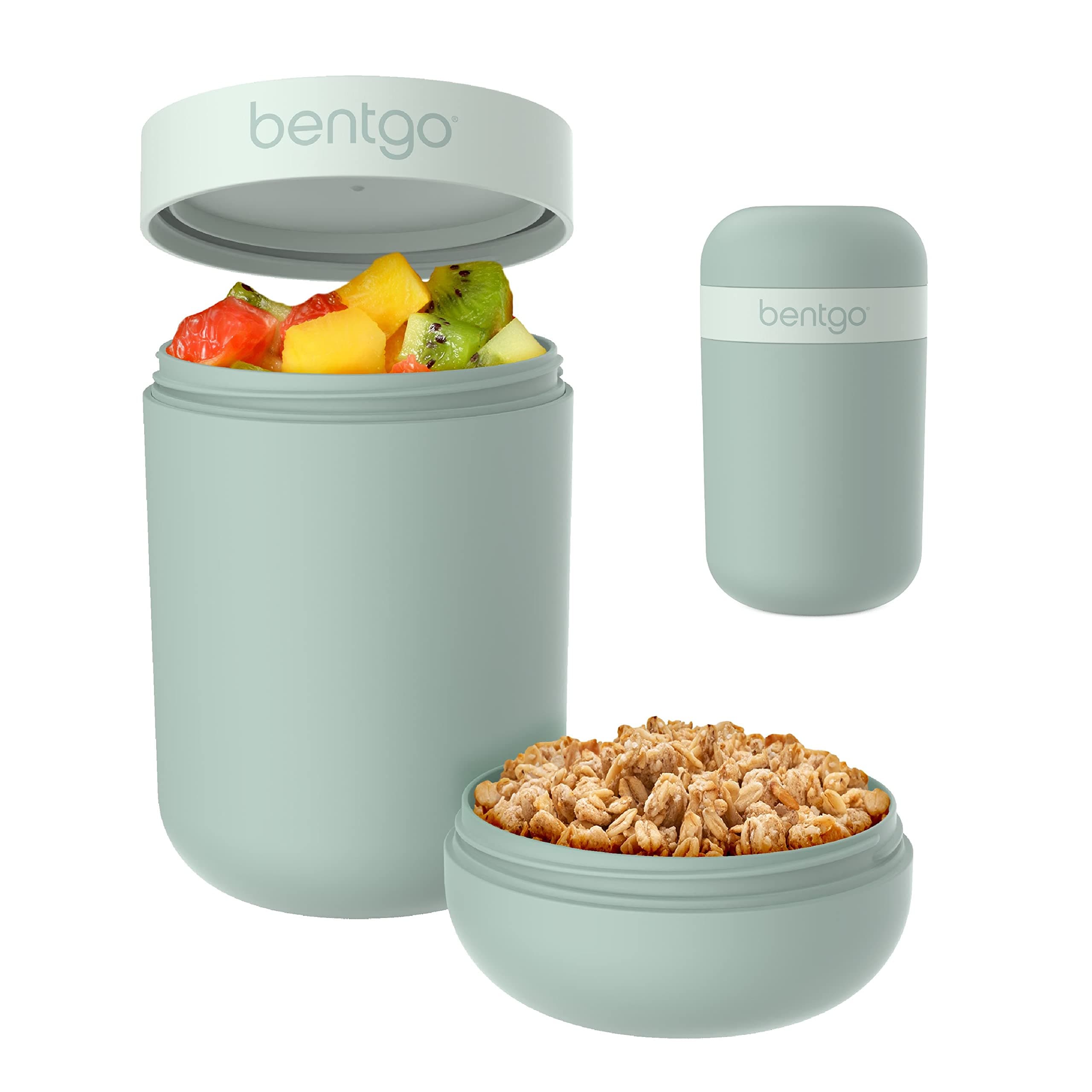 Snack Cup - Reusable Snack Container with Leak-Proof Design, Toppings Compartment, and Dual-Sealing Lid, Portable & Lightweight for Work, Travel, Gym - Dishwasher Safe (Mint Green)