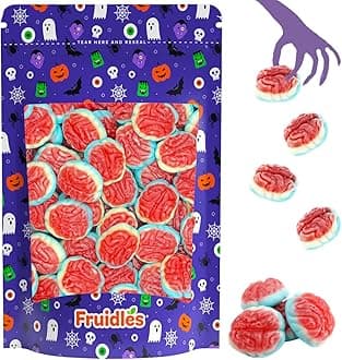 Fruidles Halloween Gummy Brains Candy, Trick-Or-Treat Party Bag Fillers, Party Favor (1 Pound)