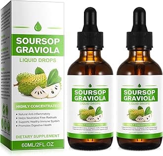(2 Pack) Soursop Graviola Liquid Drop, Nature Soursop Extract Liquid for Cell Support & Regeneration, Immunity, Liver & Antioxidant, Easy to Absorption