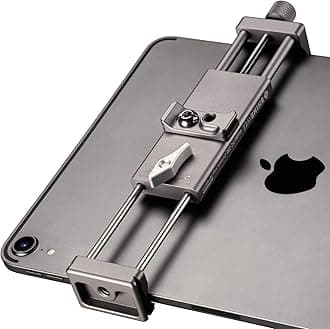 Full Metal Tablet Tripod Holder - Compatible with iPad mini/Air/Pro | 1/4" Screw & Arca-Swiss Dovetail Mounts | Universal Tablet Clamp Adapter