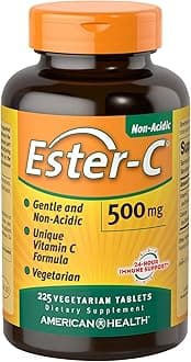 American Health Vitamin C 500 mg Coated Tablets, Immune System Booster, Stomach-Friendly Supplement, 225 Count