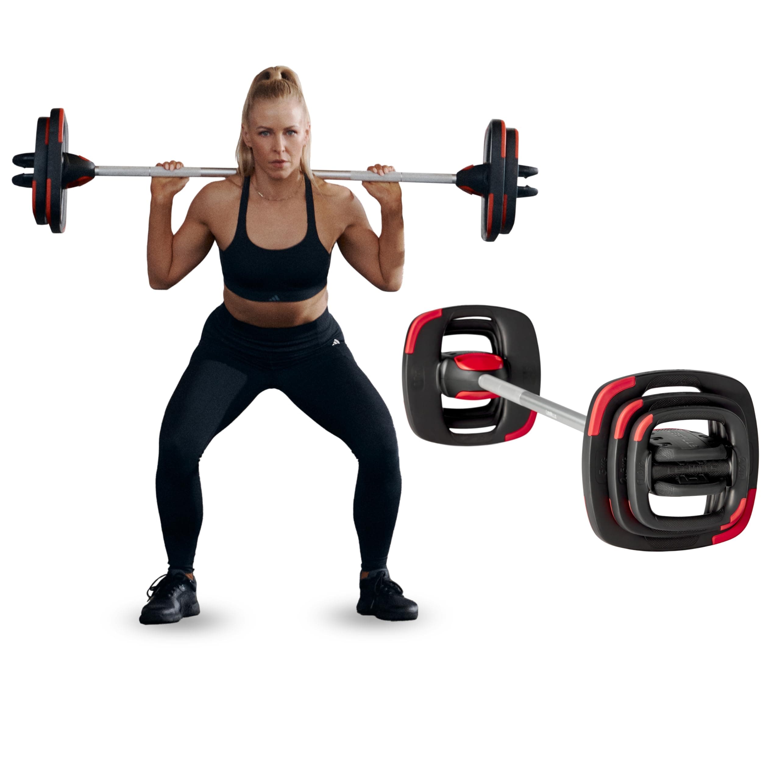 Les Mills™ Full Package Bundle Including the SMARTBAR™ Exercise Barbelll, Weight Set Totaling 30 lbs, and 2 Additional 22 lbs Free Weight Plates