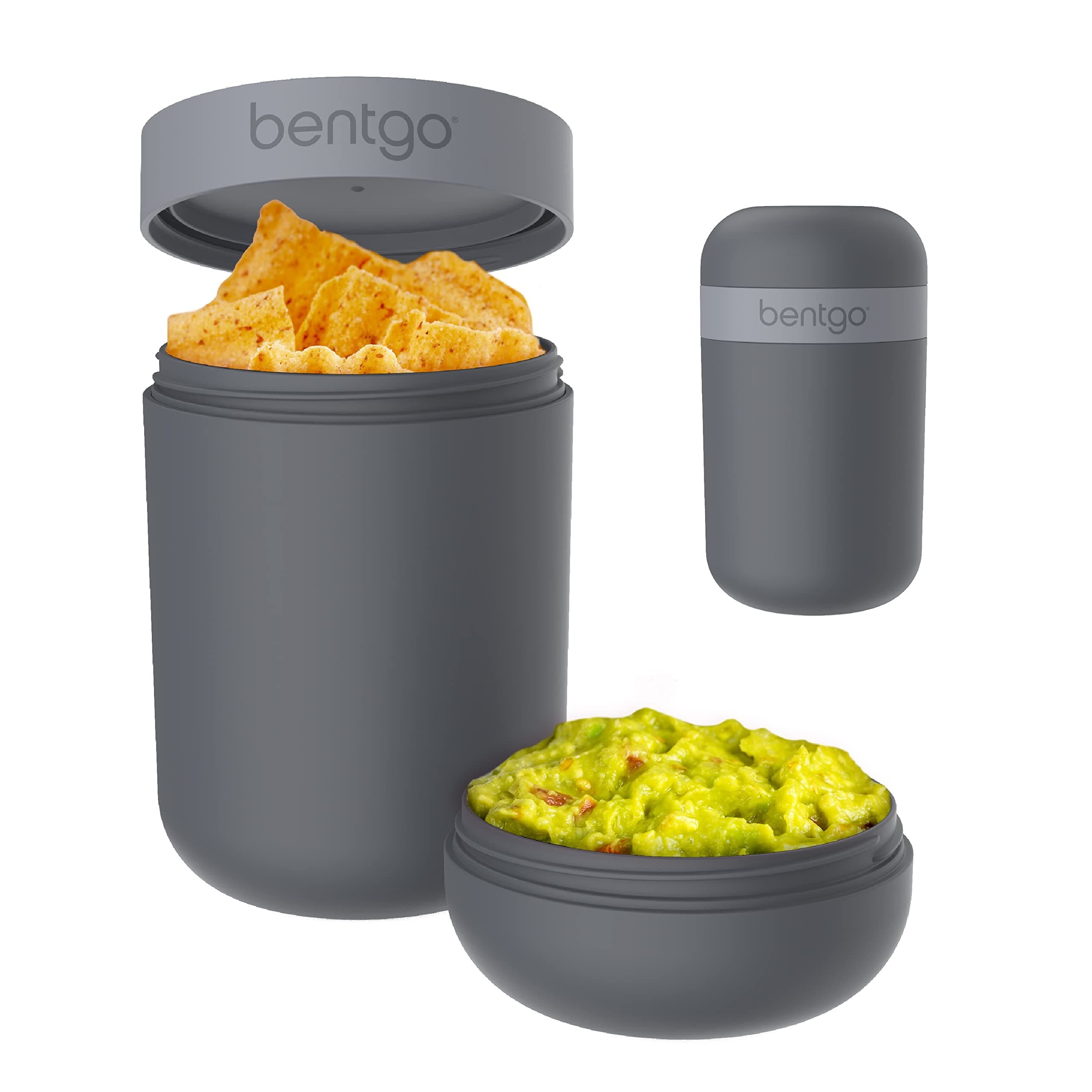 Snack Cup - Reusable Snack Container with Leak-Proof Design, Toppings Compartment, and Dual-Sealing Lid, Portable & Lightweight for Work, Travel, Gym - Dishwasher Safe (Dark Gray)
