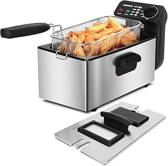 Deep Fat Fryer 2200W, 3 Litre Deep Fryer Easy Clean, with Viewing Window, Stainless Steel, Temperature Control, Removable Oil Basket, Silver - Ushas 30JPN