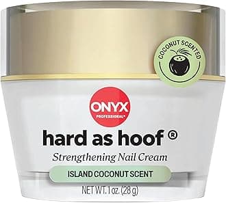 Onyx Professional Hard as Hoof Nail Strengthening Cream, Island Coconut Scent - Nail Growth and Conditioning Cuticle Cream Stops Splits, Chips, Cracks & Strengthens Nails, 1 oz