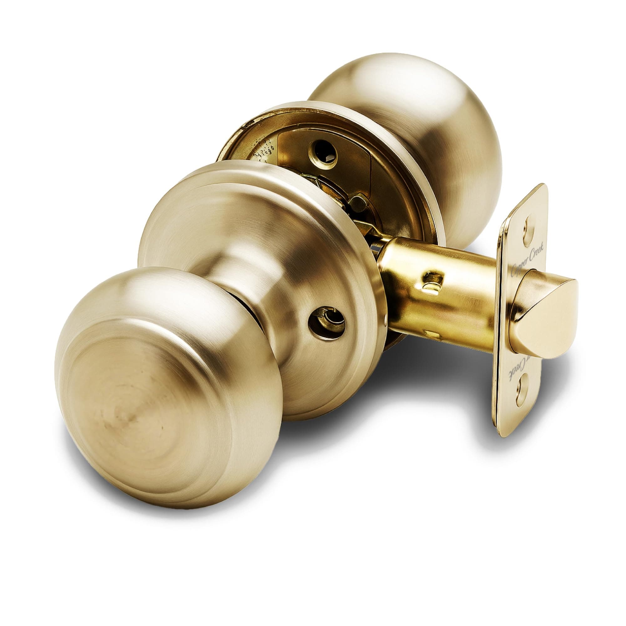 Polished Brass Door Knobs - Round Colonial Knob, 1 Pack, Interior Passage Handle Perfect for Home Improvement - Fits All Standard Doors - Hallway, Closet, Bedroom, Bathroom