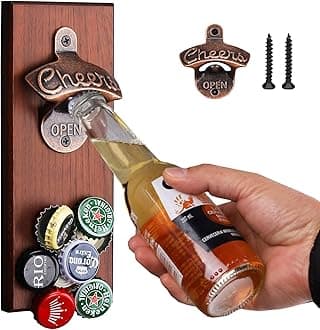 Gifts for Dad Men - Magnetic Beer Bottle Opener Wall Mounted with Auto Catch, Novelty Birthday Gift Ideas for Dad Husband Him, Home Bar Accessories, Pub, Garden, Man Cave, Housewarming