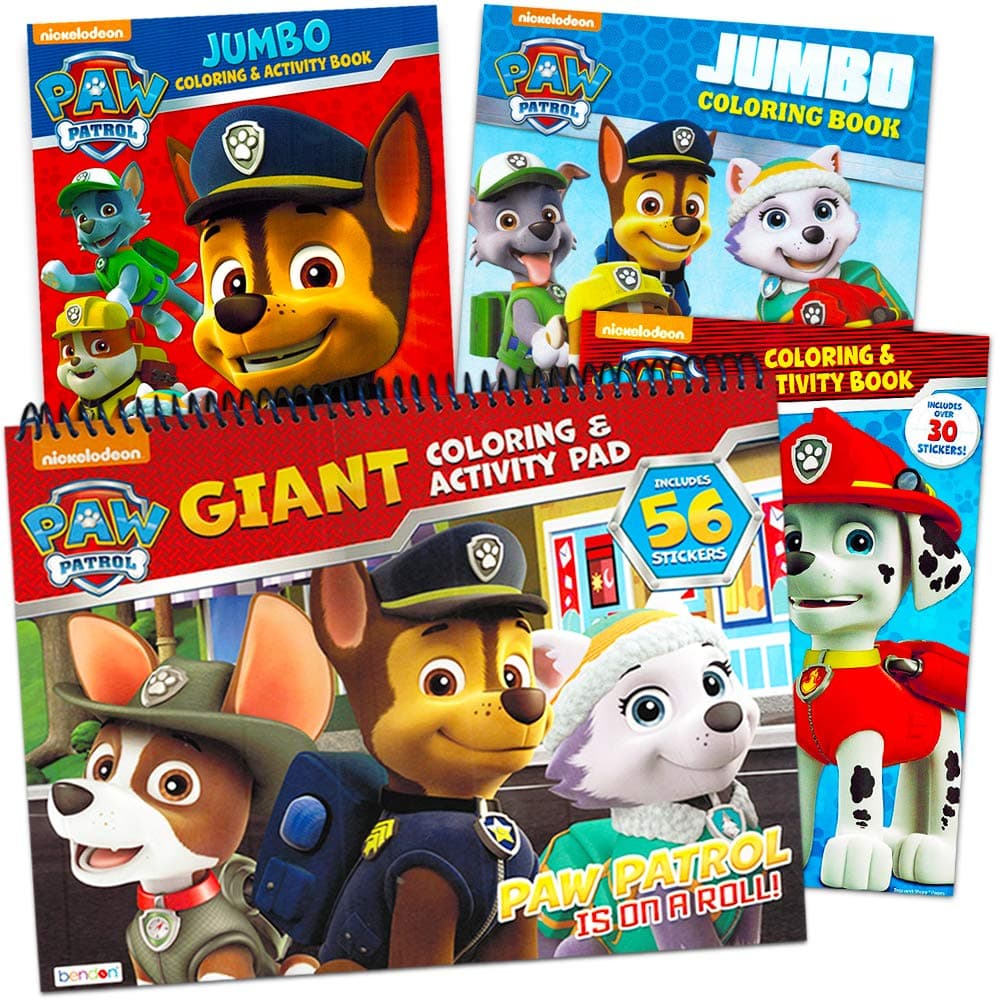 Bendon Paw Patrol Coloring and Activity Book Set ~ Bundle Includes 4 Paw Patrol Books with Bonus Stickers ~ 384 Pages Total