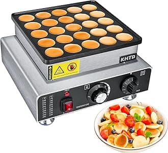 Mini Pancake Maker Machine, 25PCS Electric Nonstick Dutch Pancake Maker, 1.6 Inches Commercial Muffin Maker with Thermostat & Timer Control for Home Restaurant Snacks (12.8"D x 11.5"W x 7.6"H)