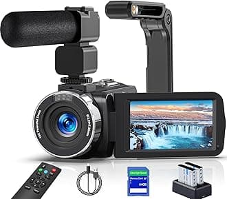 BEISUFU 8K 64MP Camcorder Video Camera 18X Digital Zoom YouTube Vlogging Camera Webcam IR Night Vision WiFi 3.0”Touch Screen Camcorders with Microphone, 32G SD Card, Remote Control and 2 Batteries