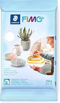 STAEDTLER Fimo air air Drying Modelling Clay, White, Ready to use, no Burning Process Necessary, 250 g, Pleasant Feel, Does not Stick, at Least 95% Natural raw Materials, 8103-0