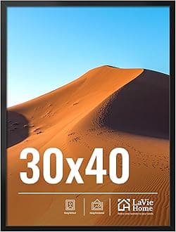 LaVie Home 30x40 Picture Frame for Wall Display, 30x40 Black Picture Frame with HD Plexiglass, 30 x 40 Diamond Painting Frame 1 Pack, Display Frame for Vertical or Horizontal, Classic Collection