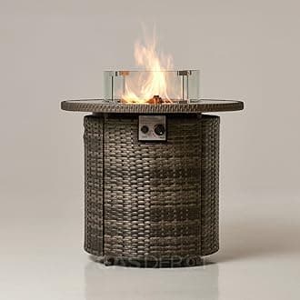 REALGLOW Coreglass Rattan Gas Round Fire Pit