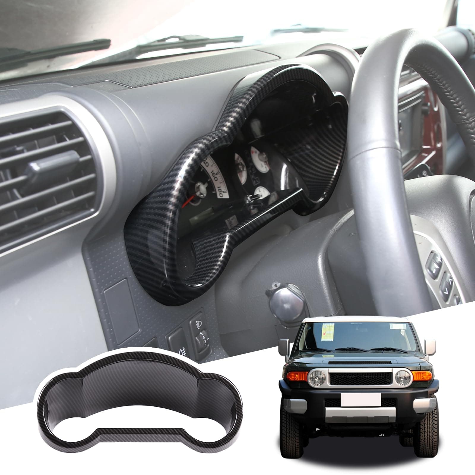 LLKUANG Car ABS Center Console Dial Dash Board Decorative Frame Fit for Toyota FJ Cruiser 2007-2021 Dashboard Panel Trim Cover Accessories (ABS Carbon fiber)