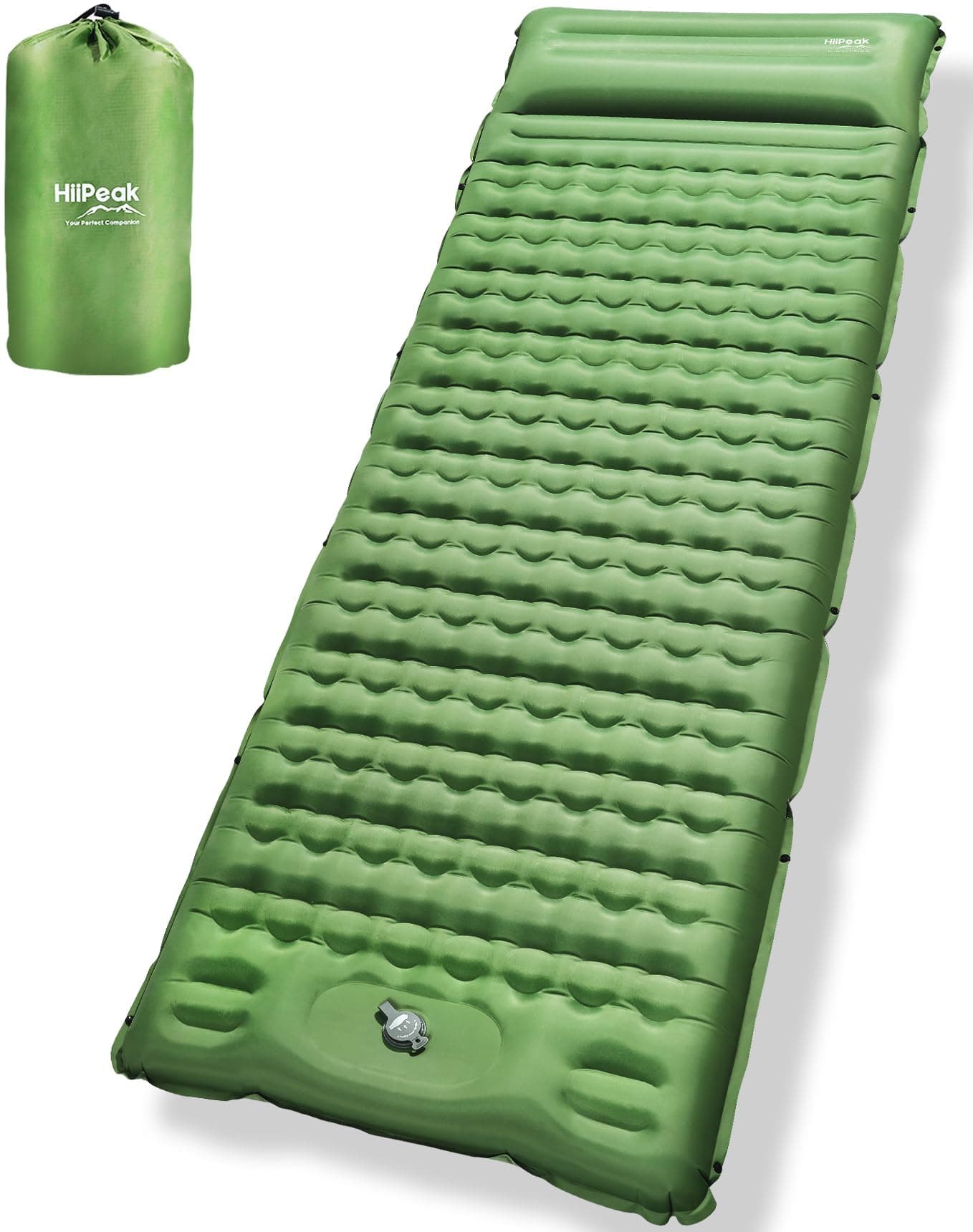 HiiPeak Sleeping Pad for Camping- Ultralight Inflatable Sleeping Mat with Built-in Foot Pump, Upgraded Durable Compact Camping Air Mattress for Tent, Backpacking, Hiking