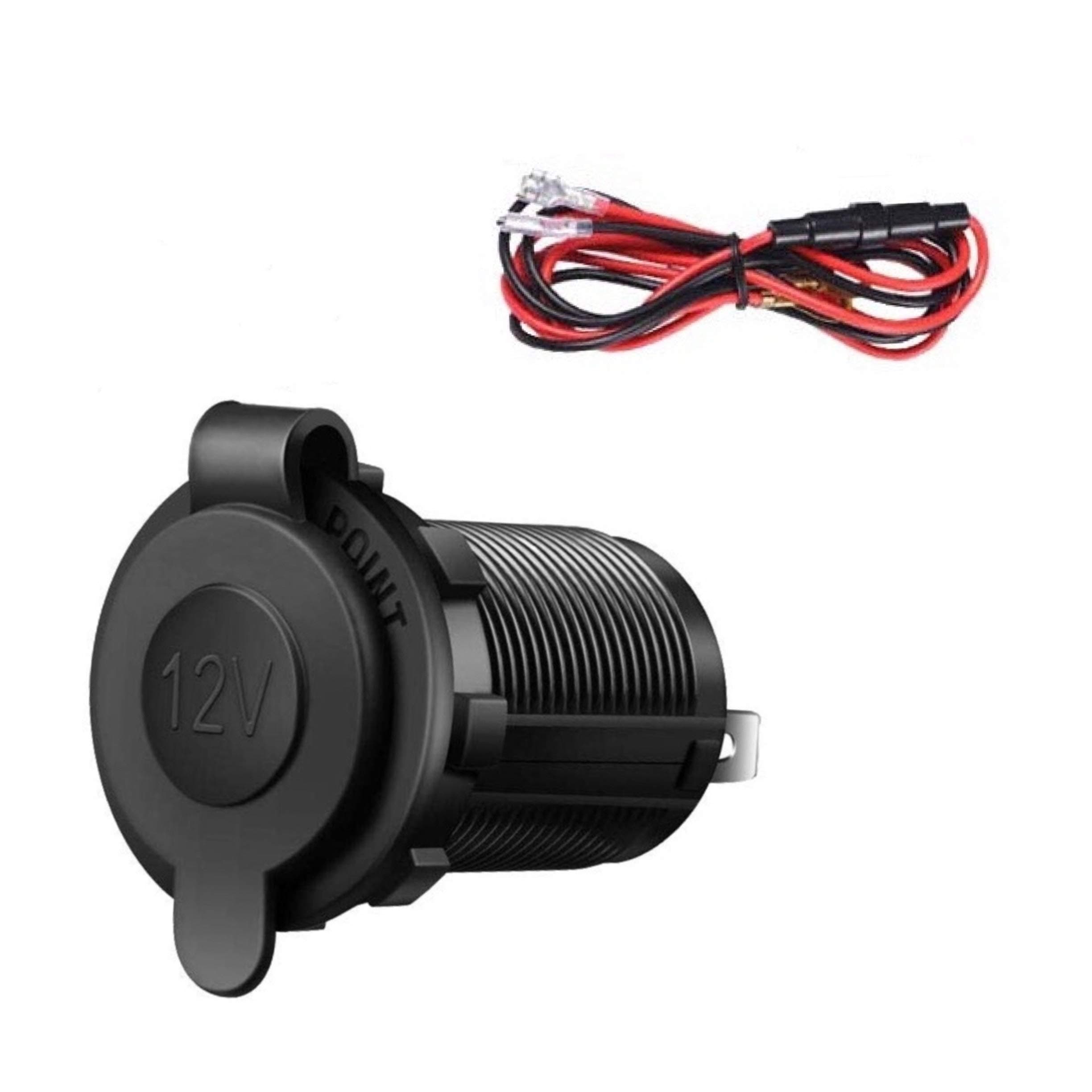 Cigarette Lighter Socket,Waterproof Marine Grade 12V/24V DC lighter socket plug Outlet for Boat Motorbike Car (1 Piece Black)