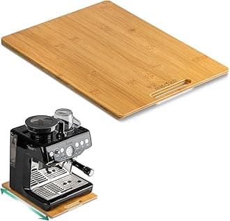 Bamboo Appliance Slider, Sliding Tray for Coffee Maker, Kitchen Countertop Appliance Rolling Tray, Coffee Pot Slider Tray with Rubber Wheels, Deep - Large (16"D x 12"W)