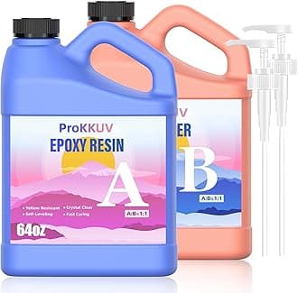 Epoxy Resin Kit, 1Gallon Kit Crystal Clear Resin Epoxy, Bubble Free, No Yellowing, UV Resistant, Food Safe with, Easy Mix 1:1 for DIY Crafts Jewelry Making
