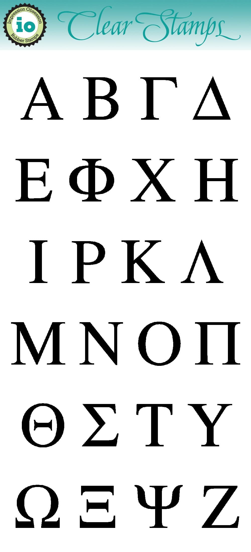 Impression Obsession IO Clear Stamp Set - Greek Alphabet - WP32