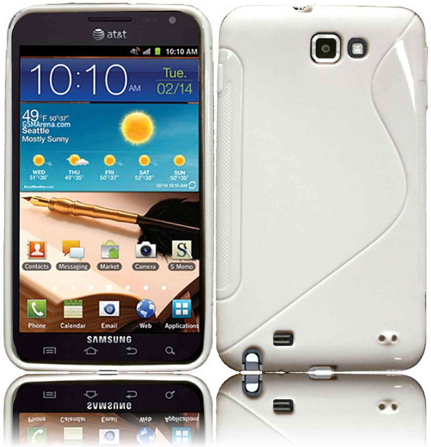 White S Shape TPU Case Cover for Samsung Galaxy Note i717 i9220