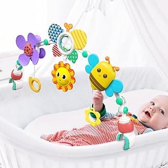 Adjustable Baby Stroller Arch Toys - Car Seat Toys Play Arch Crib Bassinet Toy Activity Arch with Fascinating Toy for Stimulating Baby's Senses Developing Motor Skills Infants Toddlers Gifts