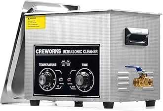 CREWORKS Ultrasonic Cleaner 10L with Mechanical Timer&Heater,300W Heating Power Commercial Sonic Cleaner, Ultrasonic Cavitation Machine for Jewelry Glasses Dentures Small Parts, Knob Type