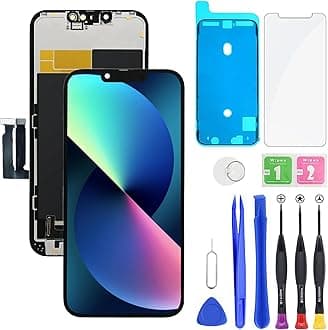 for iPhone 13 LCD Display FHD Screen Replacement 3D Touch Digitizer Frame Full Assembly with Repair Tools Kit for 6.1 inch A2633, A2482, A2631, A2634, A2635+Waterproof Adhesive+Screen Protector