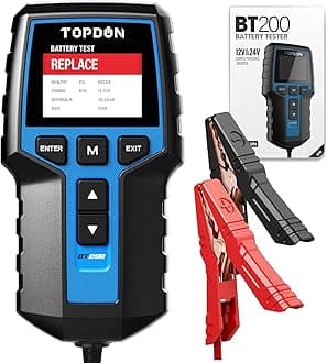TOPDON Car Battery Tester BT200-A, 12V/24V Battery Tester 100-2000CCA, with Battery Cranking Charging Tests, for Cars Motorcycles Boats SUVs Trucks, for Both Professionals and DIYers