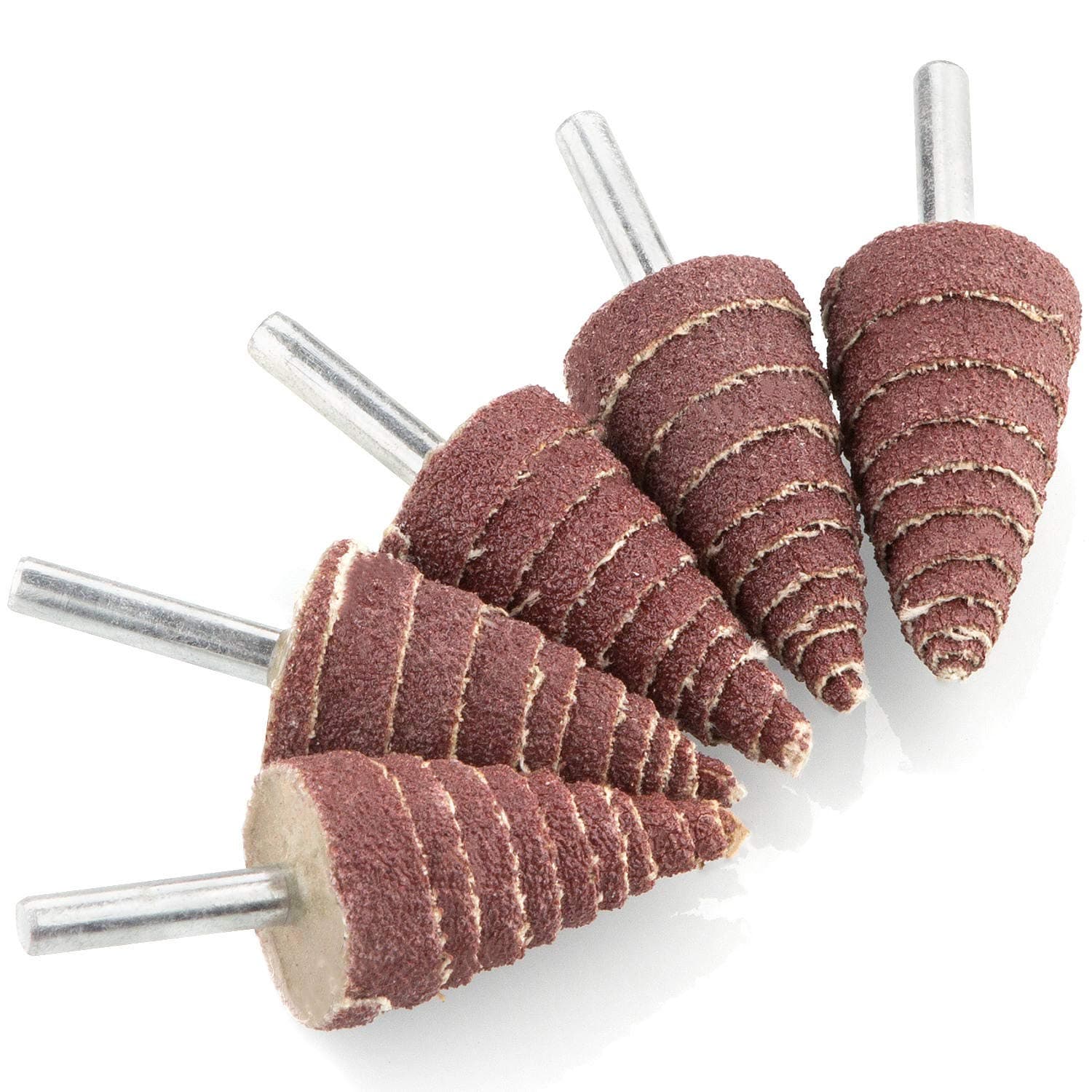 20 Pack 25 x 40 x 6mm Cone Shape Abrasive Sandpaper 1/4" Shank Mounted Flap Wheels 80 Grit Aluminum Oxide Grinding Head Rotary Tool by STARVAST for Grinding and Polishing on Surface or Side Face