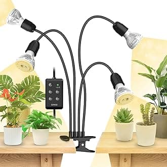 LED Horticultural Lamp 4/8/12H Timer, Complex Growth Lamp 600W Equivalent, 4 Bulbs E27 Cultivation Germination Indoor Plants