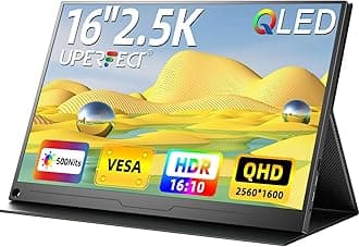 2K Portable Monitor, 16" 2560x1600 QHD Portable Gaming Monitor HDR FreeSync Laptop Monitor w/VESA & Smart Case Matte IPS Eye Care External Second Screen for PC Laptop Phone Game Console