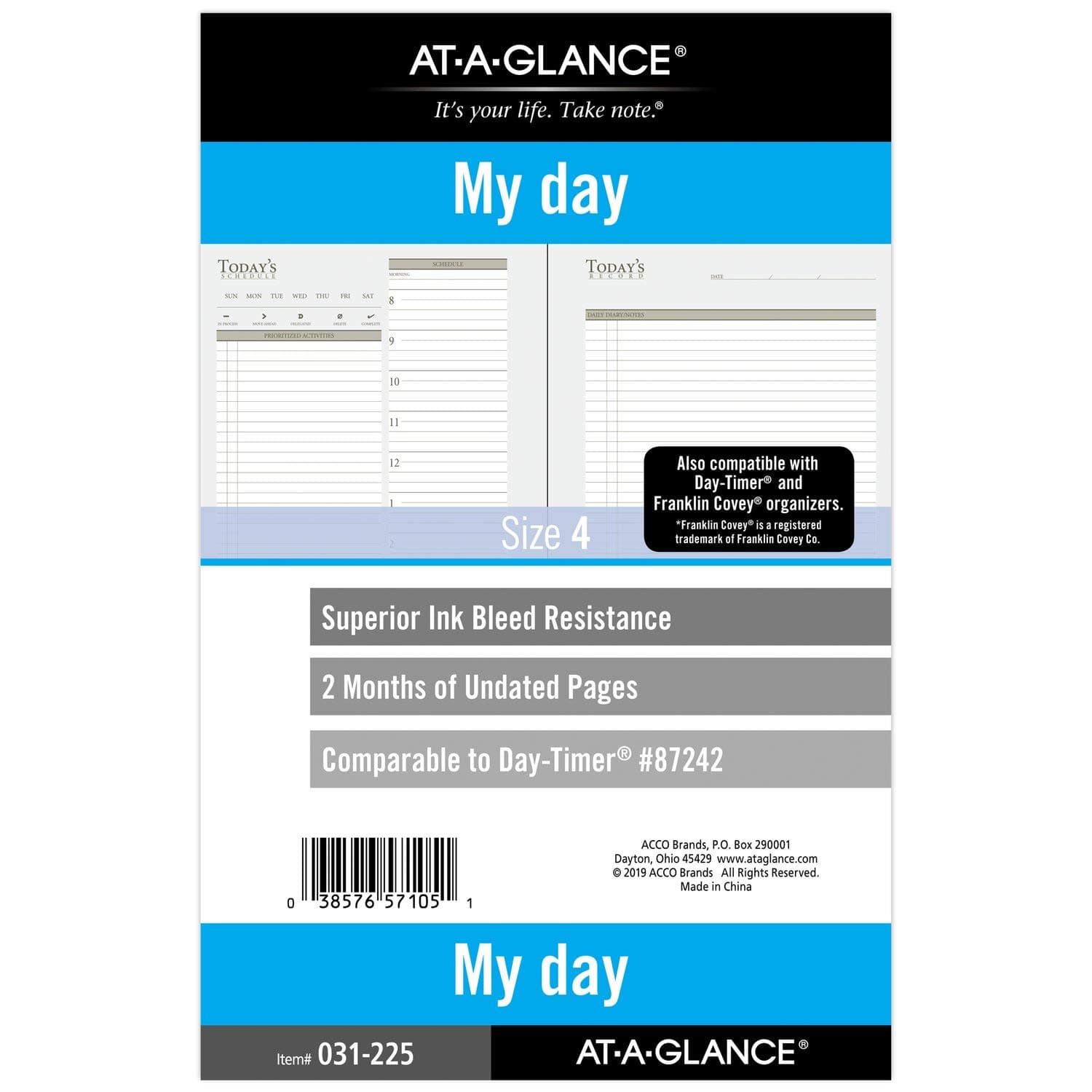 at-A-Glance Daily Planner Refill, 87242 Day-Timer, 2 Months, Undated, Size 4, 5-1/2" x 8-1/2" (031-225)